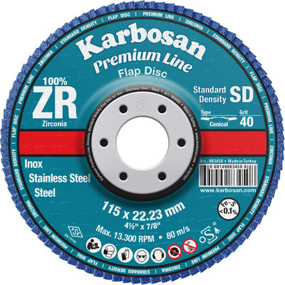 Karbosan - Zirconium Flap Disc 115mm box of 10