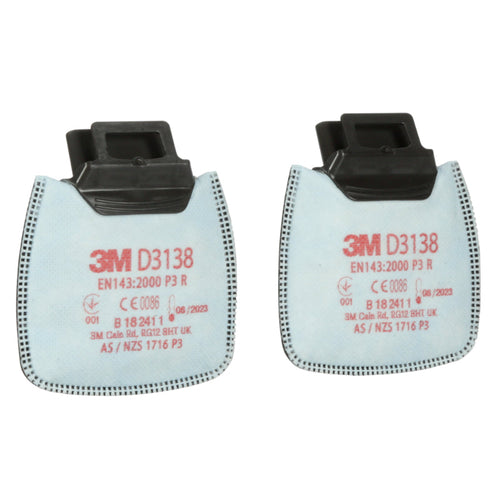 3M™ Secure Click™ Particulate Filter D3138, P3 R, with Nuisance Level Organic Vapour/Acid Gas Relief and Ozone