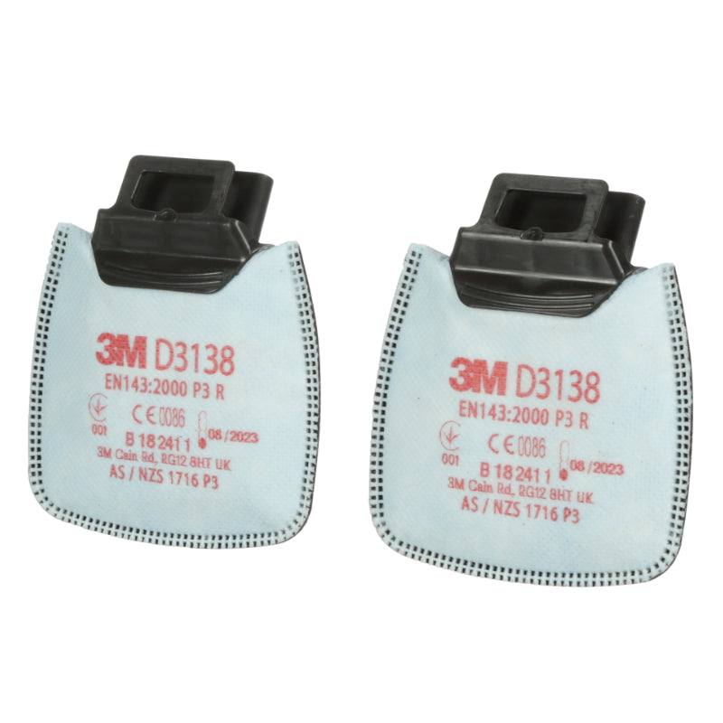 3M™ Secure Click™ Particulate Filter D3138, P3 R, with Nuisance Level Organic Vapour/Acid Gas Relief and Ozone